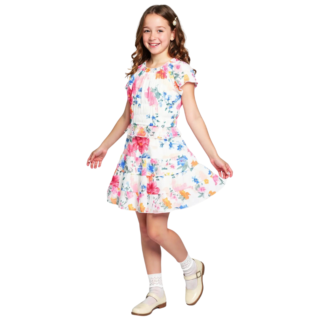 Flower Print Tiered Skirt