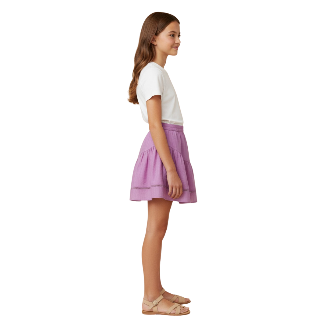 Crochet Ladder Trim Textured Skirt