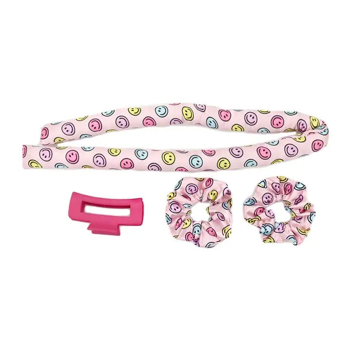 Smiley Satin Heatless Curling Rod Set with Scrunchies