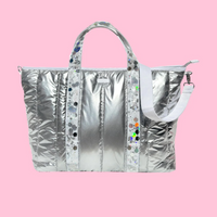 More Metallic Puffer Confetti Travel Bag