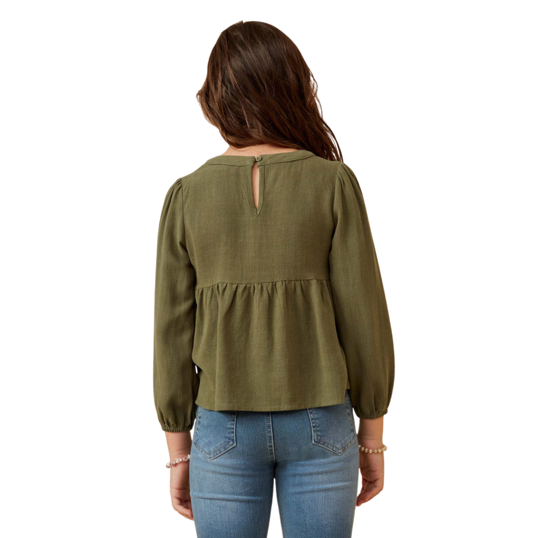 Floral Embroidered Textured Peplum Top