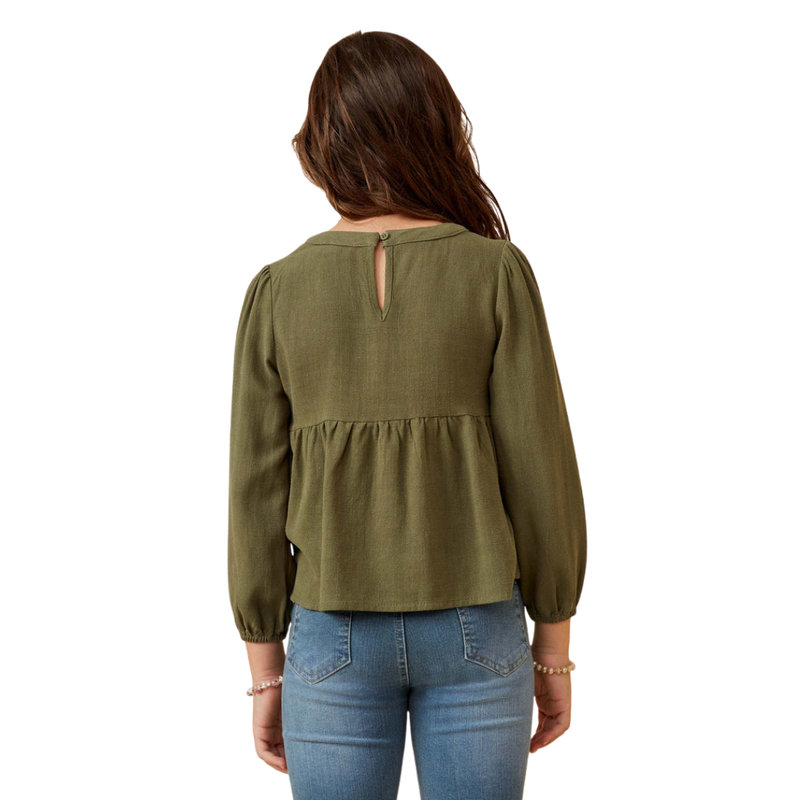 Floral Embroidered Textured Peplum Top