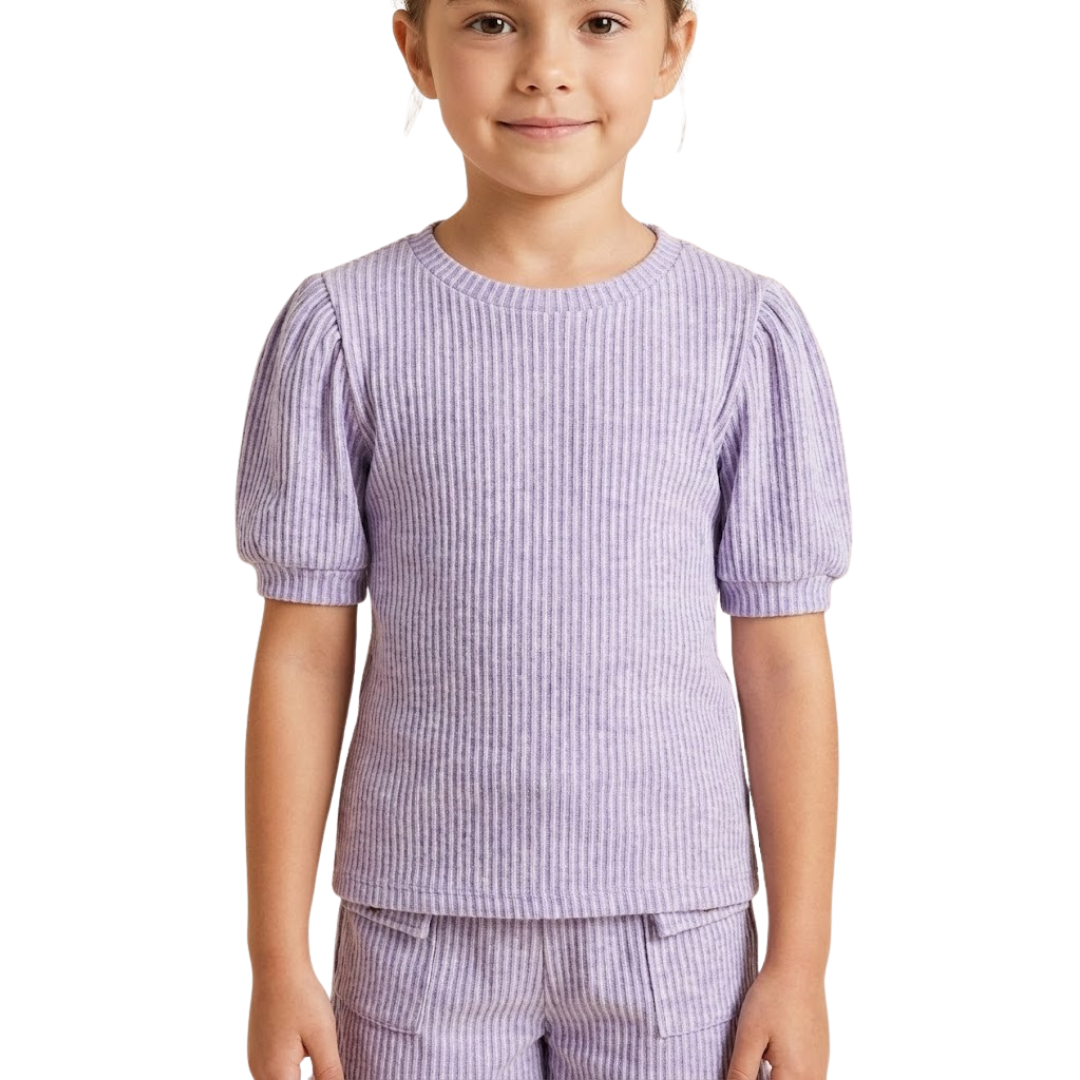 Washed Look Puff Sleeve T-Shirt