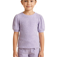 Washed Look Puff Sleeve T-Shirt