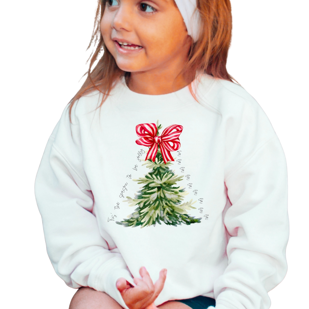 Youth Red Bow Christmas Tree Sweatshirt