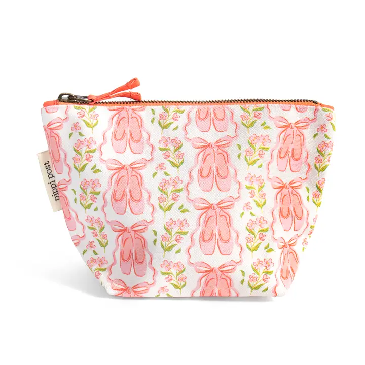 Ballet Slippers & Florals Canvas Pouch
