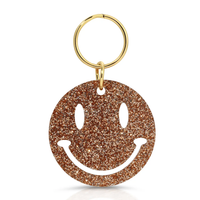 Gold Glitter Keychain - Smiley Face