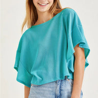 Ruffle Sleeves Loose-Fit Knit Top