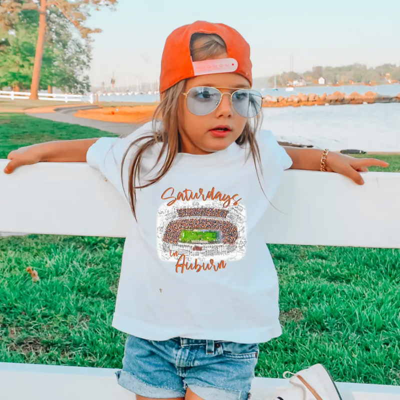 Saturday's in Auburn Bubble Letters Youth Sweatshirt