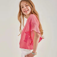 Ruffle Sleeves Loose-Fit Knit Top