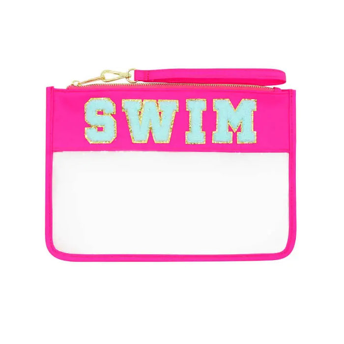 Varsity Collection Cosmetic Pool Swim Clear Bag Chenille