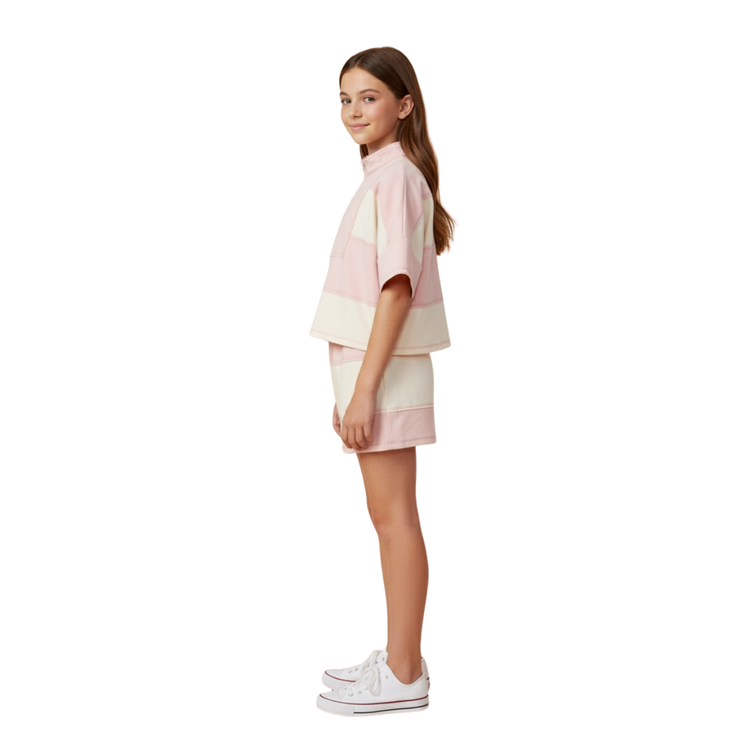 Color Block Stripe Elastic Waist Shorts