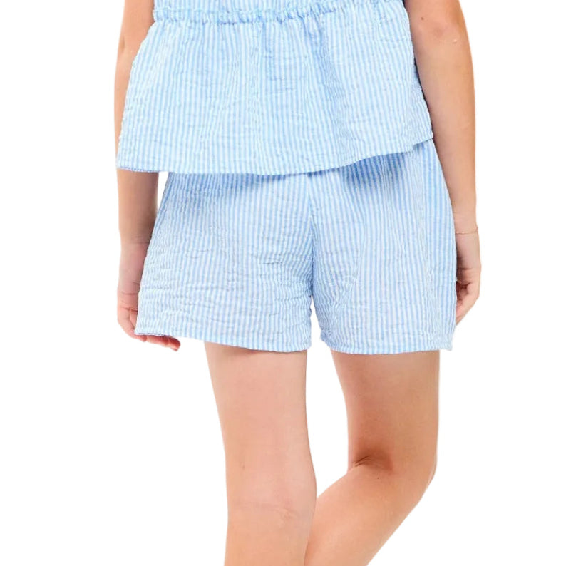 Double Waist Band Striped Gauze Shorts