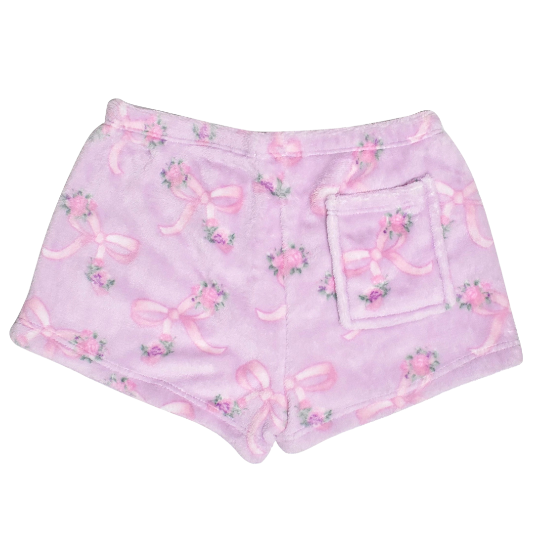 Floral Bow Fleece Cozy Shorts