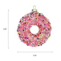 Pink Sprinkles Donut Glass Ornament
