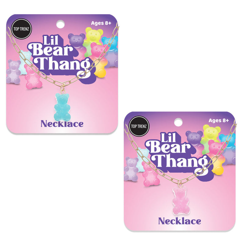 Lil Bear Thang Paperclip Necklace - Pastel Glitter