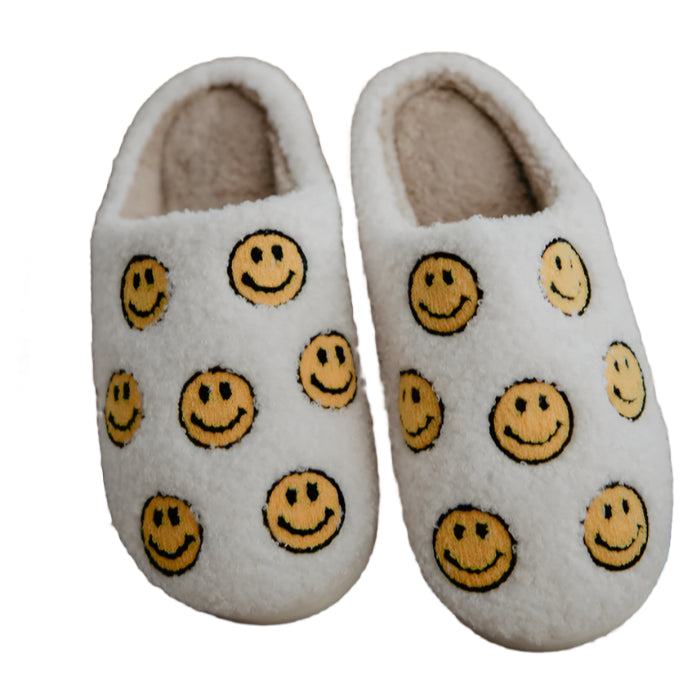 Happy Face All Over Sherpa Slippers