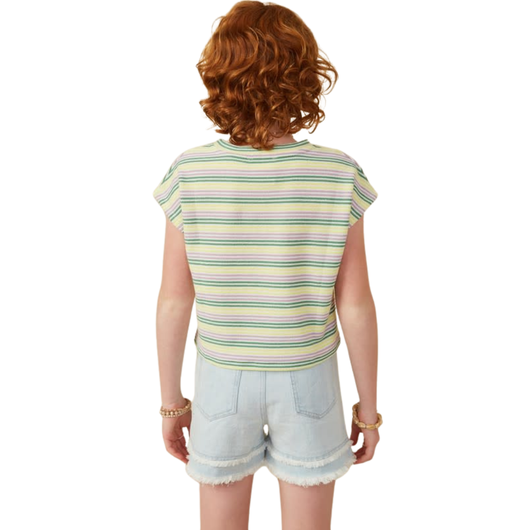 Stripe Textured Knit Boxy Tee