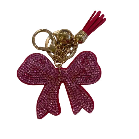 Rhinestone Keychain | Bow Hot Pink