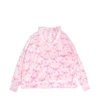 Fleece Oversized Blanket Hoodie | Pink Bow Print