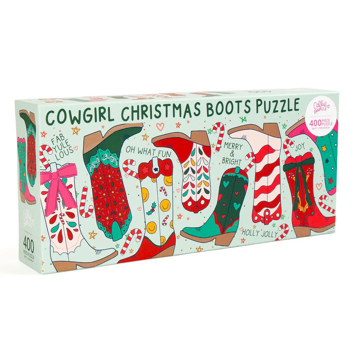 Christmas Western Cowgirl Boots Jigsaw Puzzle