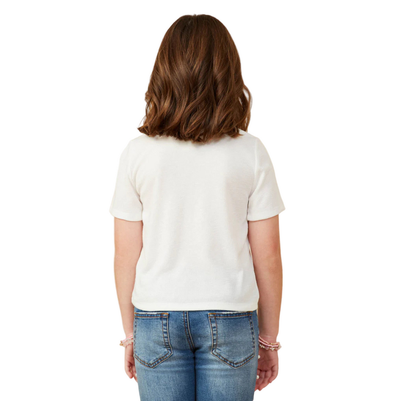 Pearl Detailed Bow Patch Knit T Shirt
