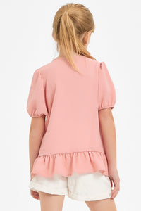 Ribbon Tie Front Ruffle Blouse