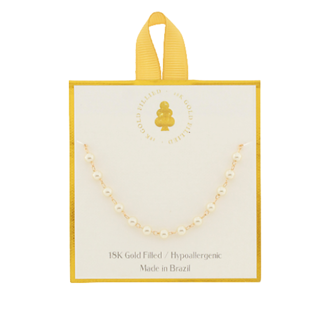 Pearl Station Chain Bracelet - Cream/Gold