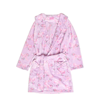 Fleece Bath Robe | Orchid Floral Bow Print