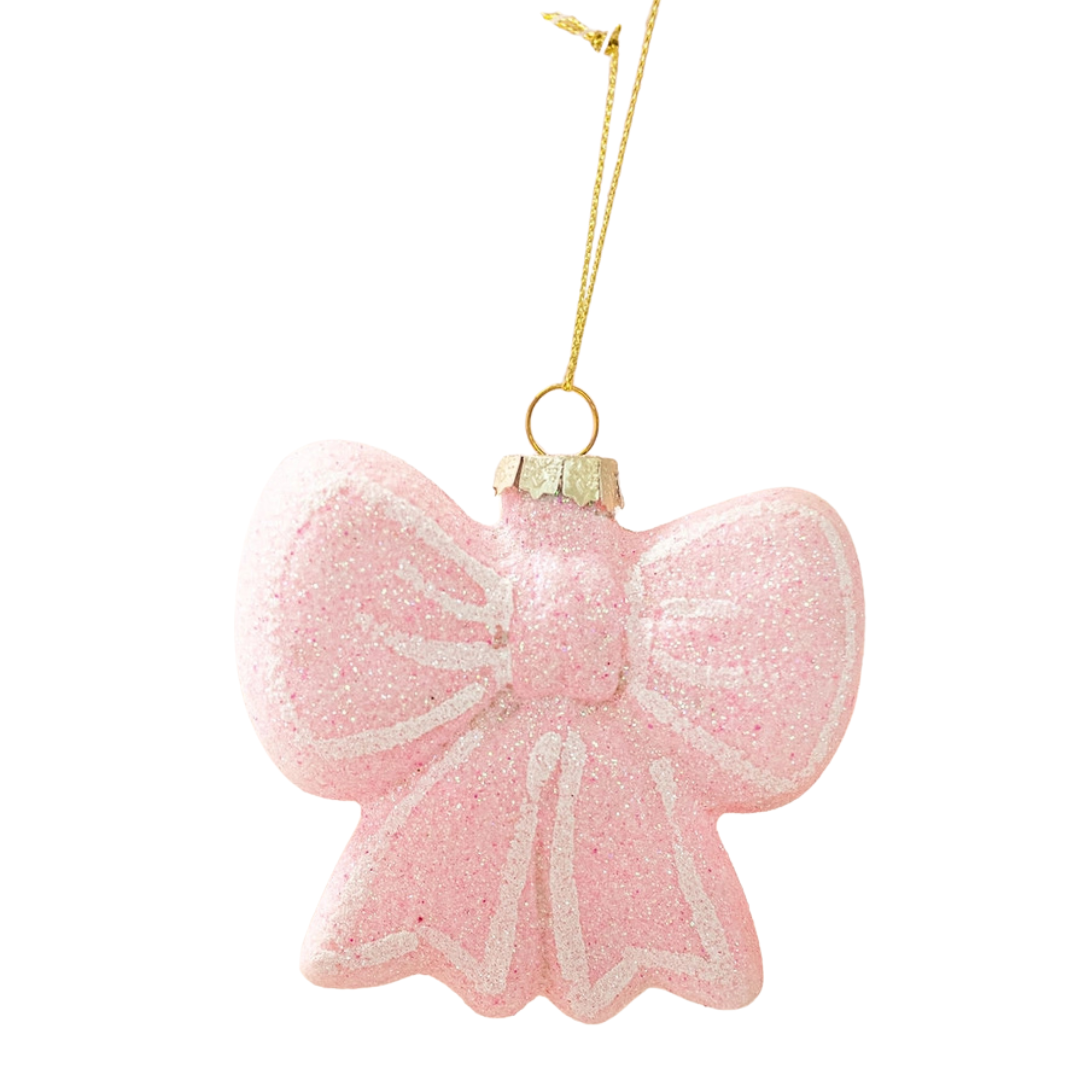 Blush & Sparkle Bow Christmas Ornament