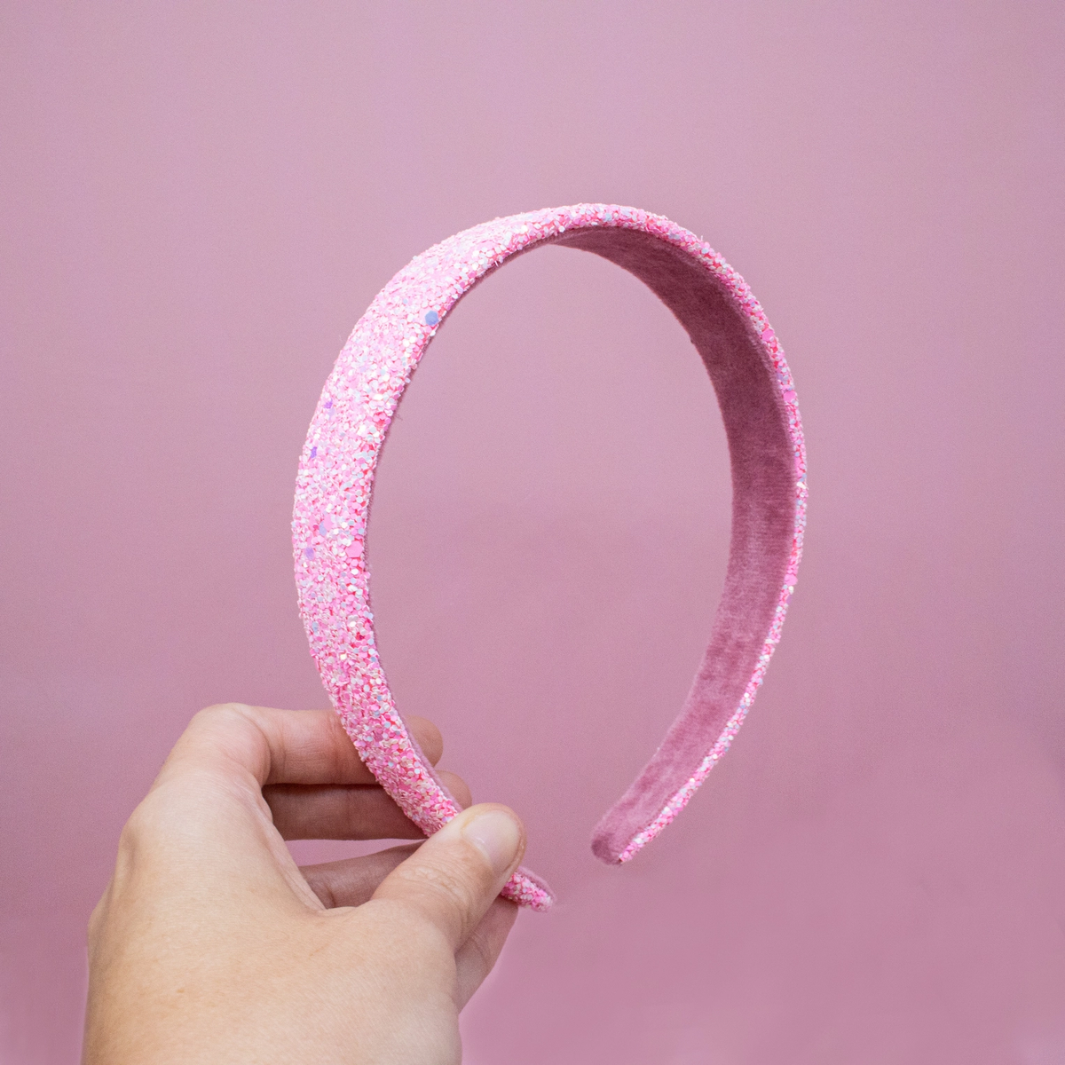 Tapered Chunky Glitter Headband | Pink