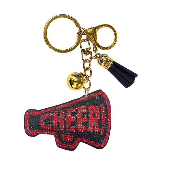 Rhinestone Keychain | Cheer Black & Red