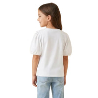 Cherry Patched Puff Sleeve Knit T-Shirt