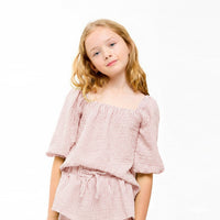 Balloon Sleeve Striped Gauze Top