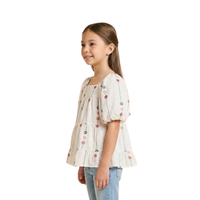 Floral Puff Sleeve Tiered Top