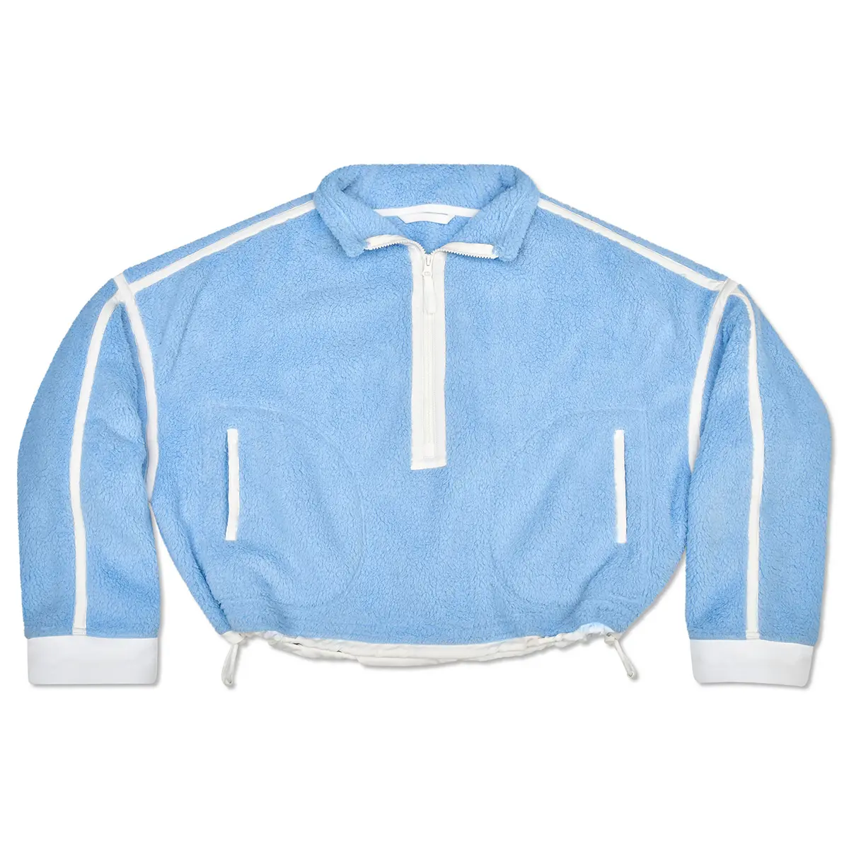 1/2 Zip Cream & Blue Sherpa Pullover