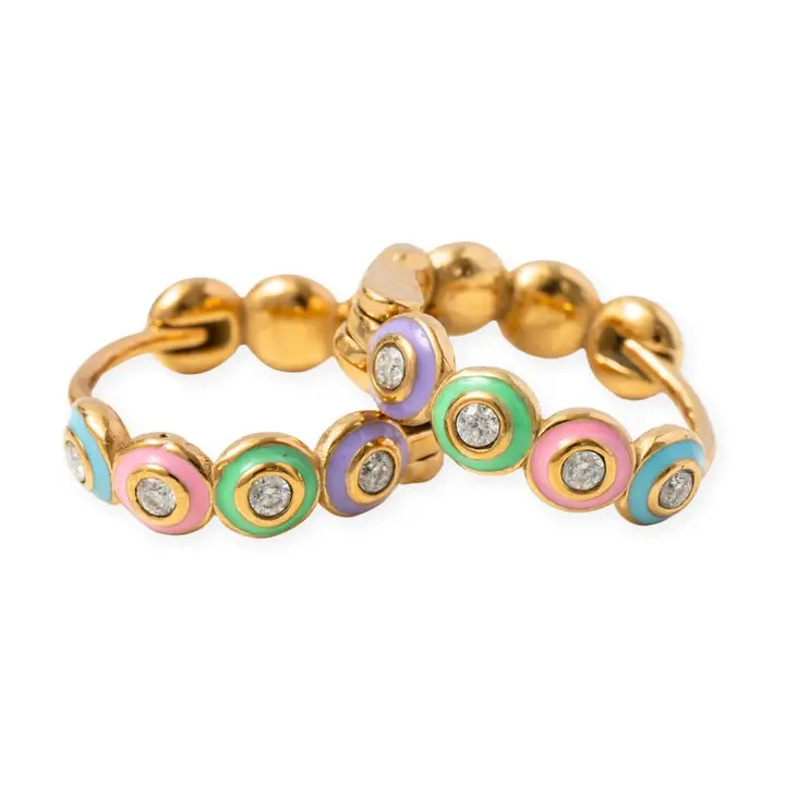 Rainbow Enamel Hoop Earrings