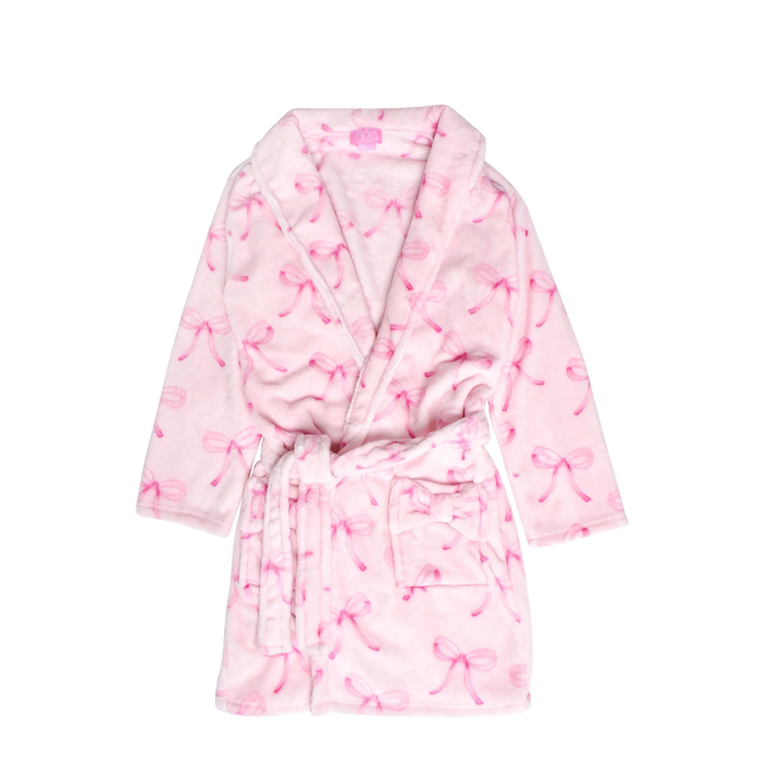 Fleece Bath Robe | Pink Bow Print