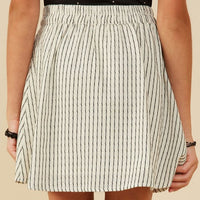 Button Front Striped Skirt