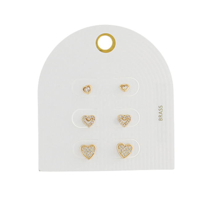 Pave Heart Earrings Set