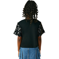 Sequin Sleeved Short Sleeve Top