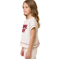 Polka Dot Game Day Patch Knit Top