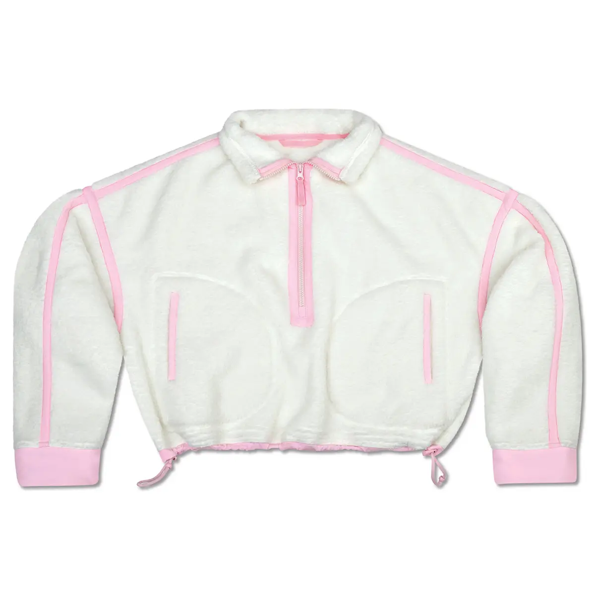 1/2 Zip Cream & Pink Sherpa Pullover