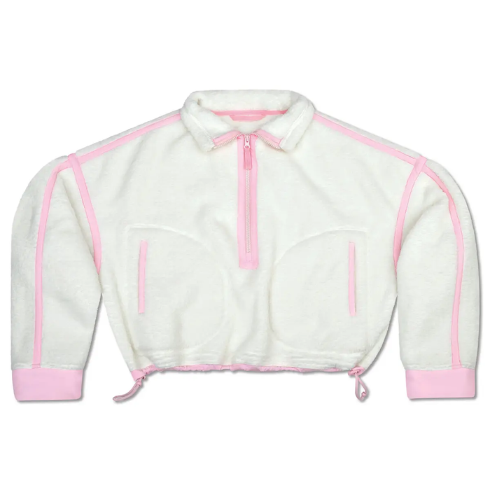 1/2 Zip Cream & Pink Sherpa Pullover