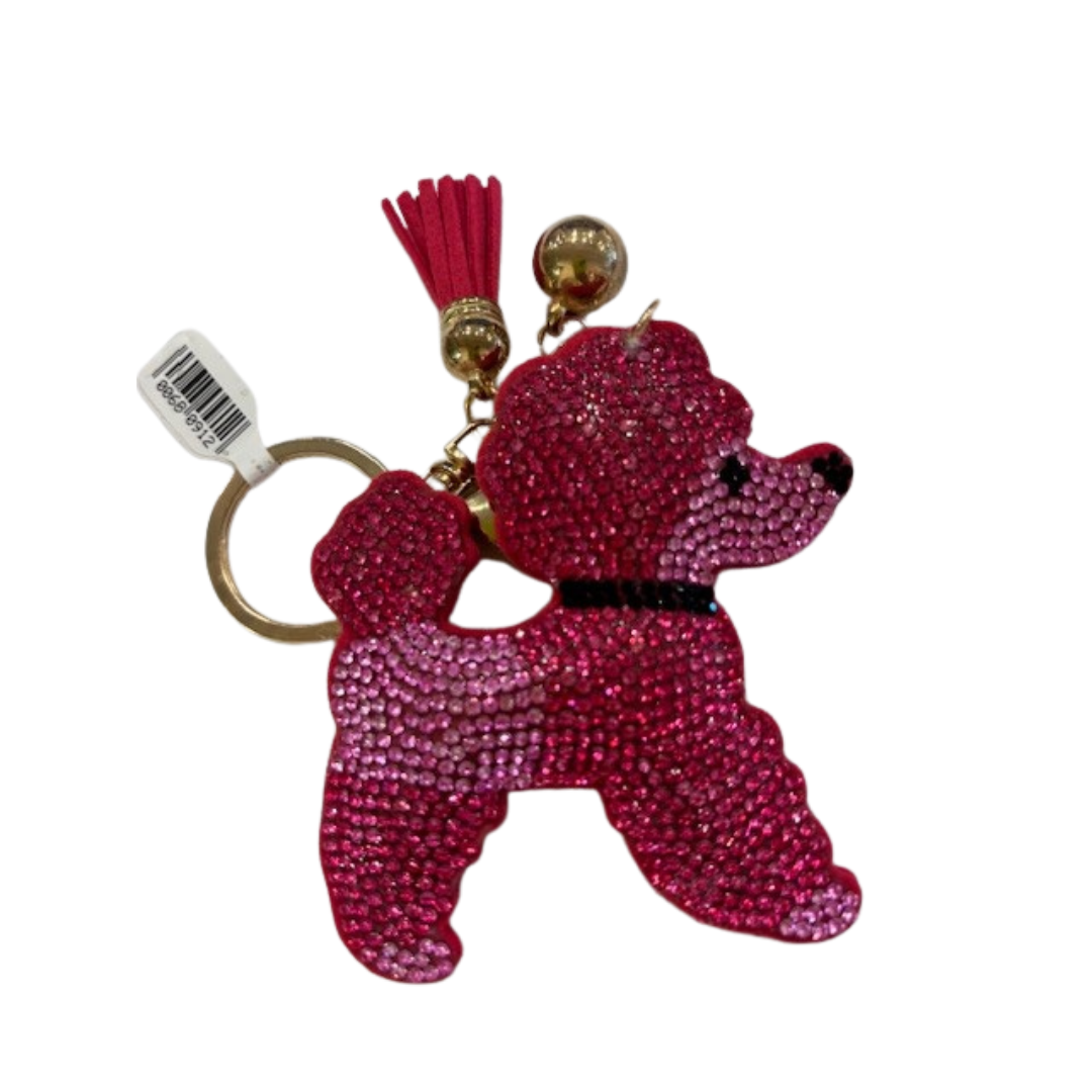 Rhinestone Keychain | Dog Crystal Pink Poodle
