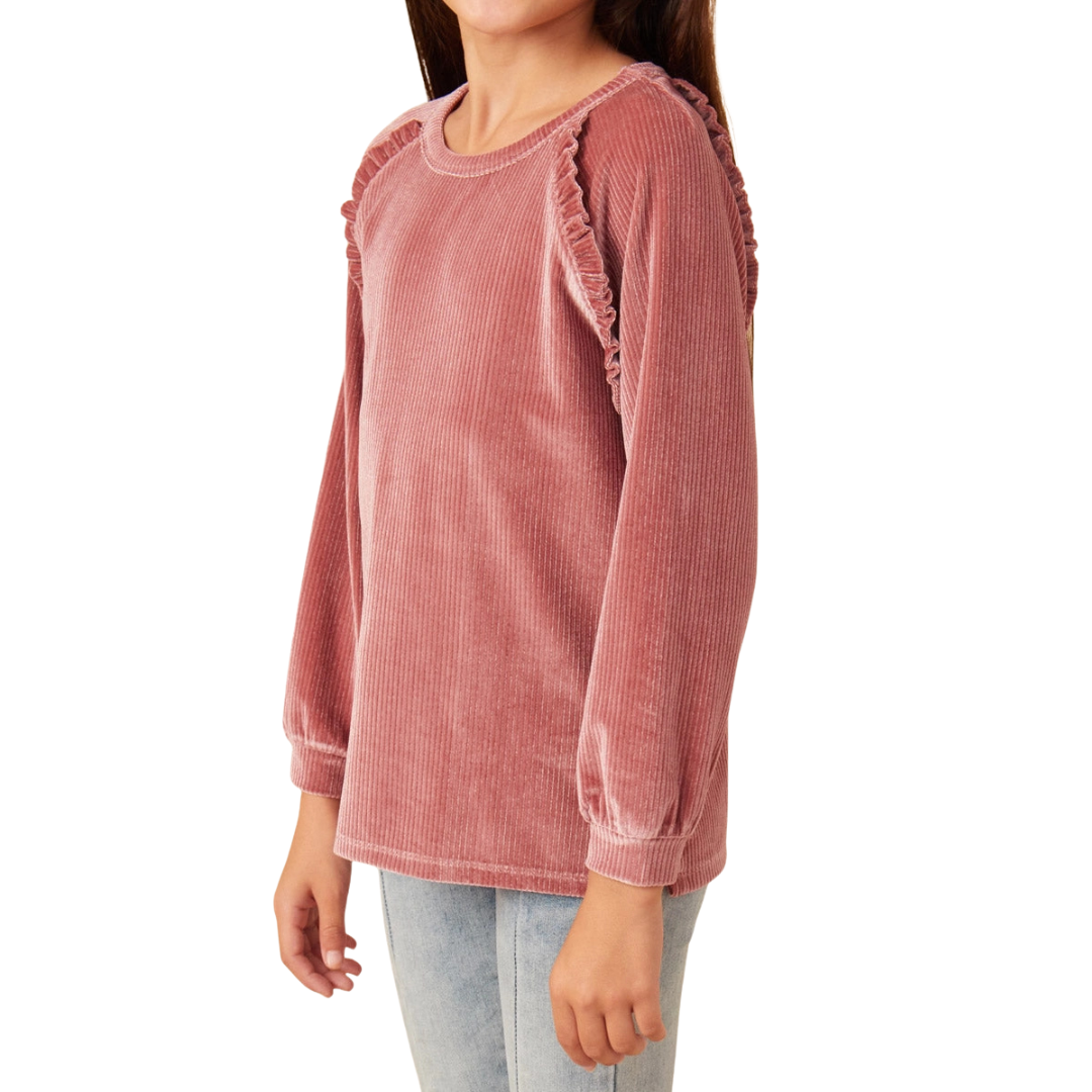 Ruffled Raglan Rib Top