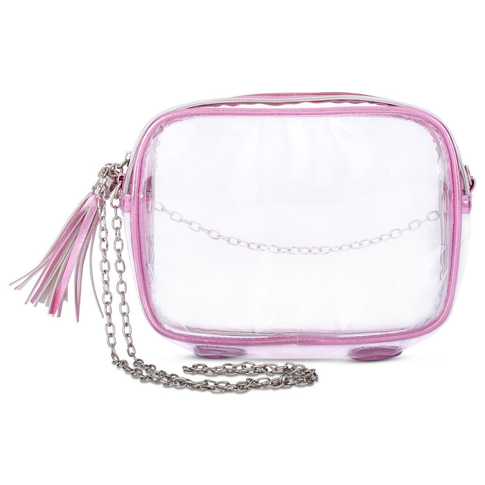 Pink Metallic Clear Crossbody Purse