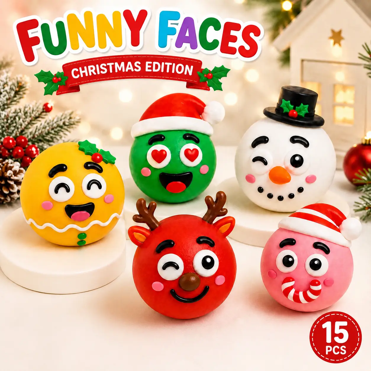 Build Your Own Funny Faces Squishy Balls — Christmas