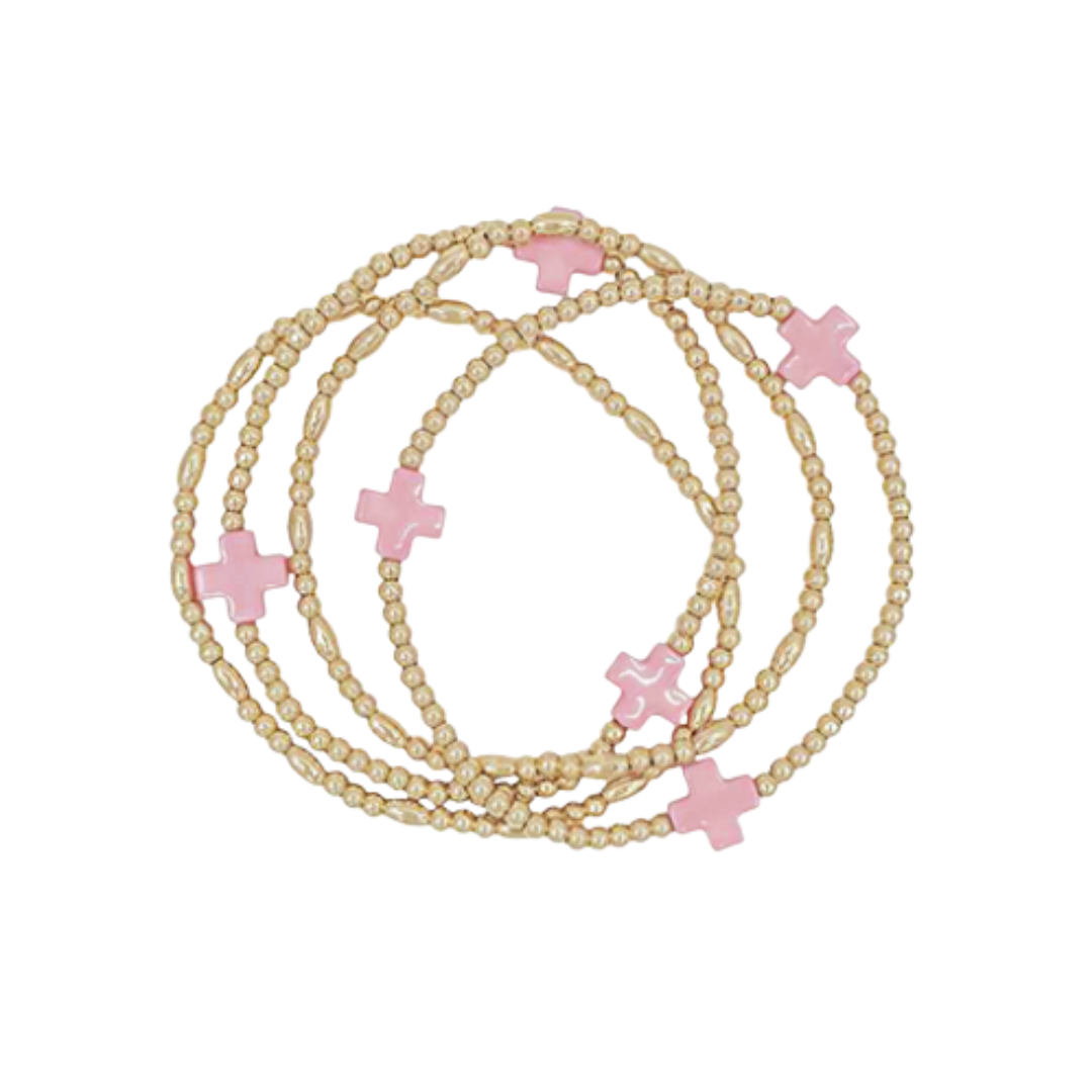 4 Row Cross Station Ball Bracelet