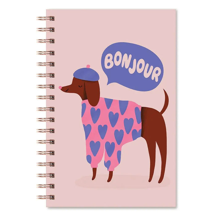 Bonjour, Mes Amis Medium Spiral Notebook